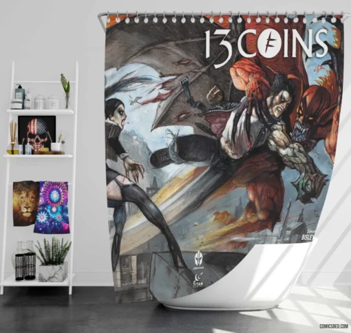 13 Coins Supernatural Saga Comic Shower Curtain