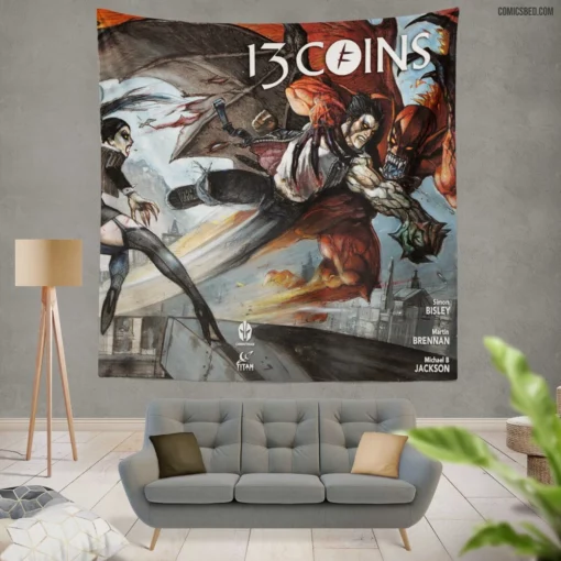 13 Coins Supernatural Saga Comic Wall Tapestry