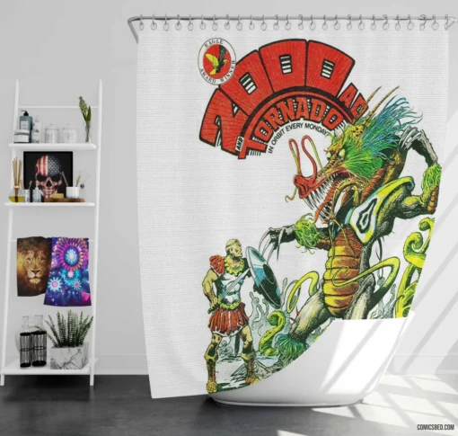 2000 AD Futuristic Odyssey Comic Shower Curtain