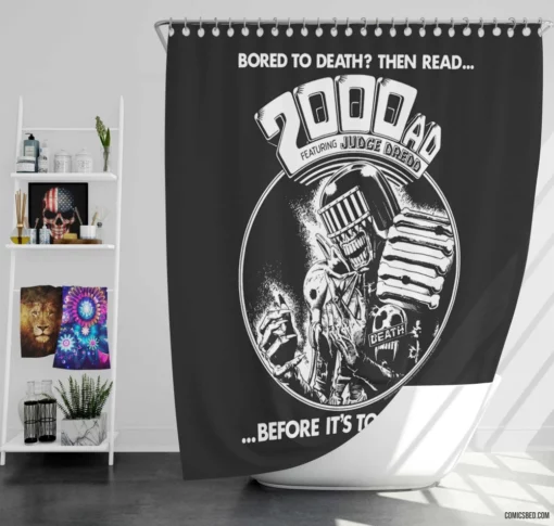 2000 AD Judge Dredd Law & Order Comic Shower Curtain