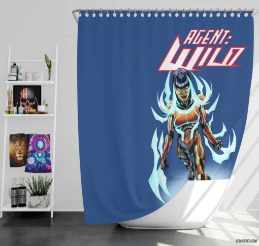 Agent Wild Pursuit of Justice Comic Shower Curtain