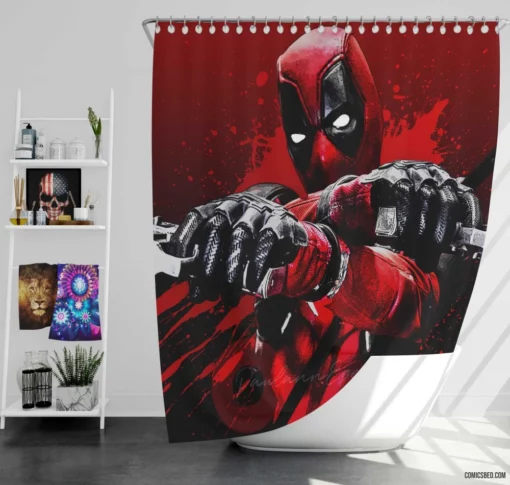 Alive! Deadpool Marvel Spirited Mercenary Comic Shower Curtain