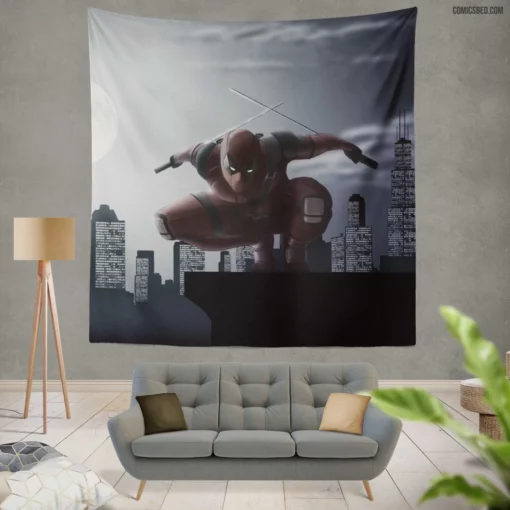 Alive! Deadpool Marvel Spirited Mercenary Returns Comic Wall Tapestry