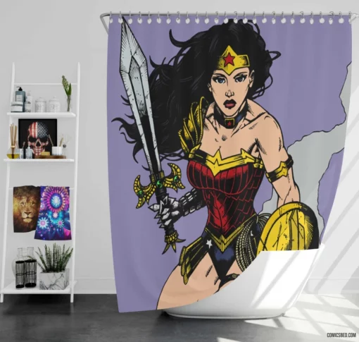 Amazonian Heroine Wonder Woman Adventures Comic Shower Curtain