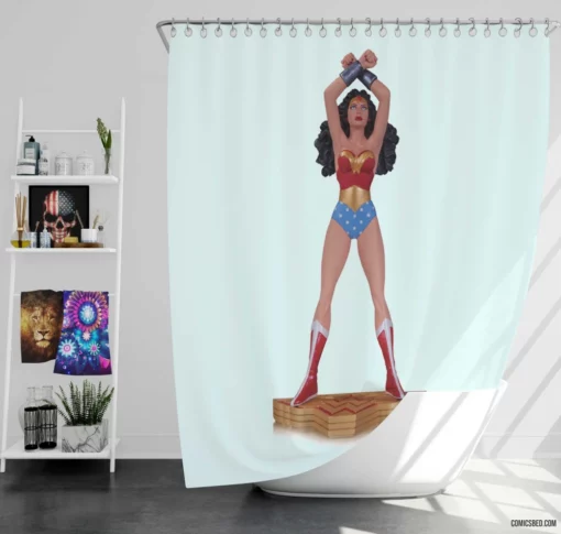 Amazonian Heroine Wonder Woman Feats Comic Shower Curtain