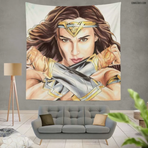 Amazonian Heroine Wonder Woman Legacy Comic Wall Tapestry