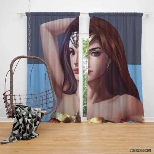 Amazonian Heroine Wonder Woman Striking Features Comic Curtain