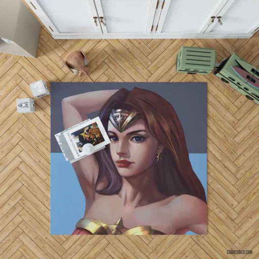 Amazonian Heroine Wonder Woman Striking Features Comic Rug