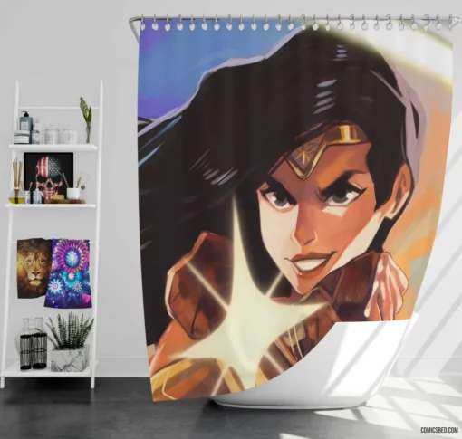 Amazonian Icon Wonder Woman Adventures Comic Shower Curtain