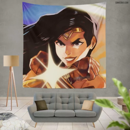 Amazonian Icon Wonder Woman Adventures Comic Wall Tapestry