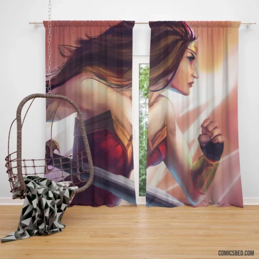 Amazonian Warrior Wonder Woman Mighty Sword Comic Curtain