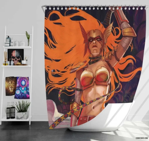 Angela Marvel Fierce Warrior Comic Shower Curtain