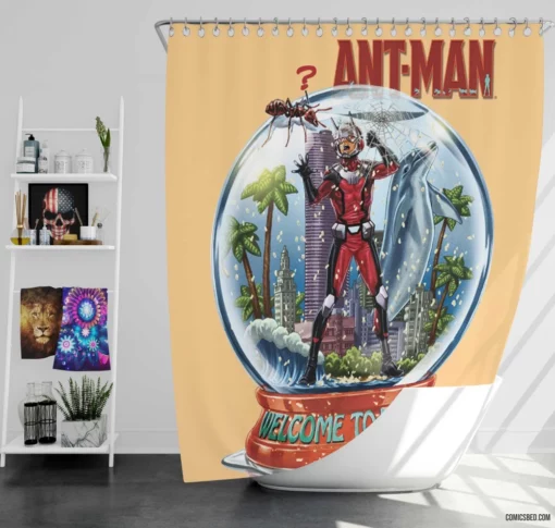 Ant-Man Marvel Snow Globe Comic Shower Curtain