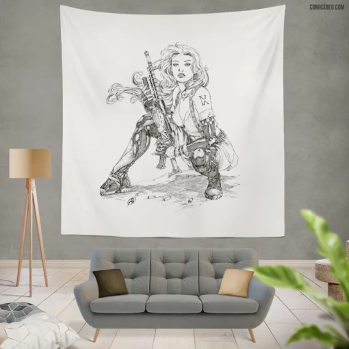 Aphrodite IX Cybernetic Heroine Comic Wall Tapestry