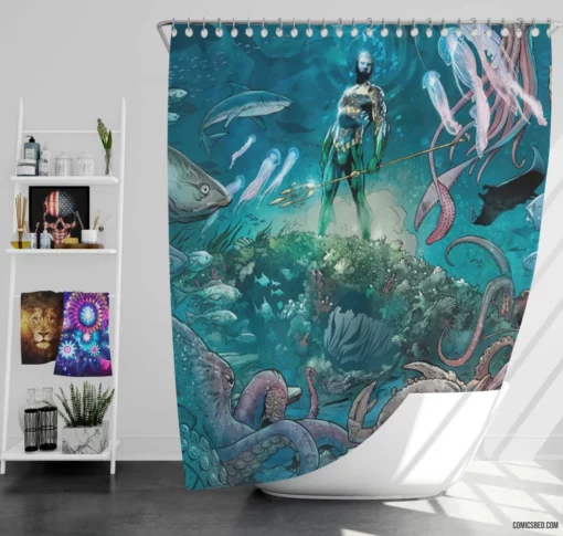 Aquaman Atlantean Defender Comic Shower Curtain