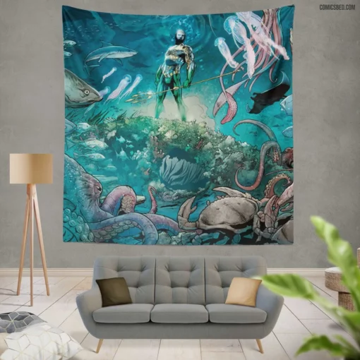 Aquaman Atlantean Defender Comic Wall Tapestry