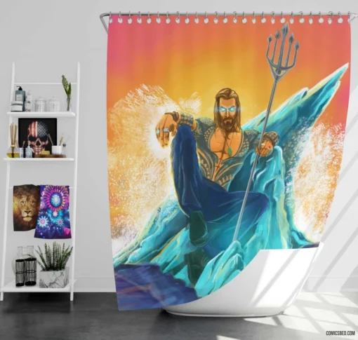 Aquaman DC Atlantean Hero Comic Shower Curtain