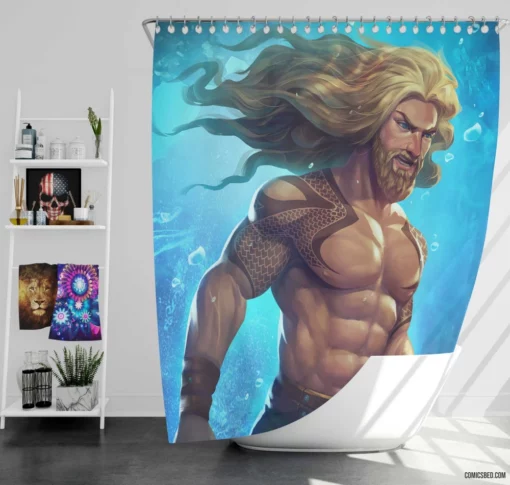 Aquaman DC Marine Hero Comic Shower Curtain