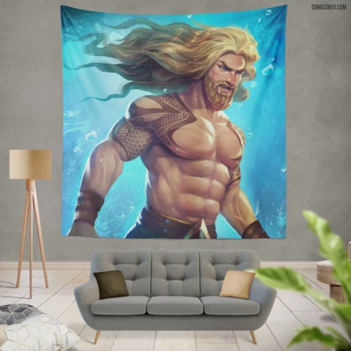 Aquaman DC Marine Hero Comic Wall Tapestry