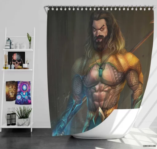 Aquaman DC Underwater Champion Comic Shower Curtain