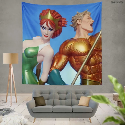 Aquaman and Mera Sea Kingdom Heroes Comic Wall Tapestry