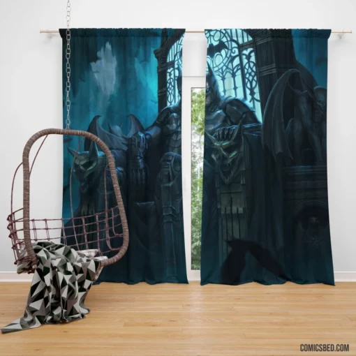 Arkham Knight Batman on Throne DC Dark Knight Comic Curtain