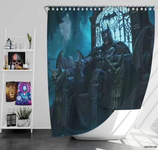 Arkham Knight Batman on Throne DC Dark Knight Comic Shower Curtain