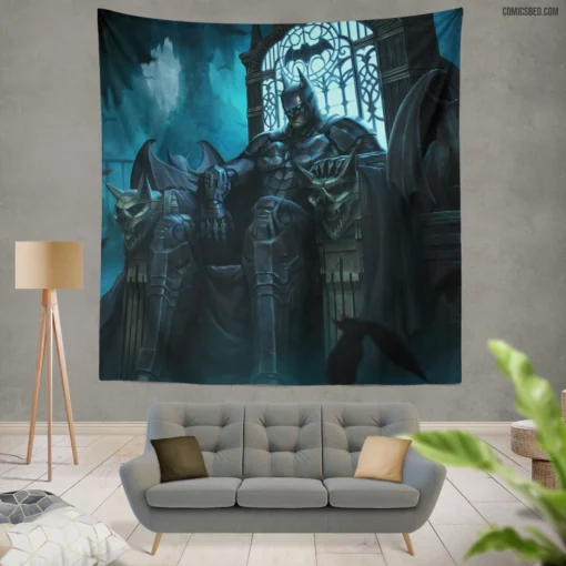 Arkham Knight Batman on Throne DC Dark Knight Comic Wall Tapestry