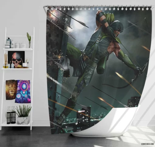 Arrow Chronicles DC Vigilante Archer Comic Shower Curtain