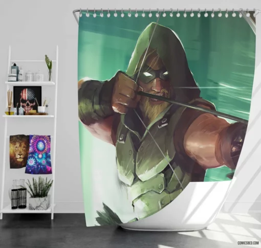 Arrow DC Vigilante Archer Comic Shower Curtain