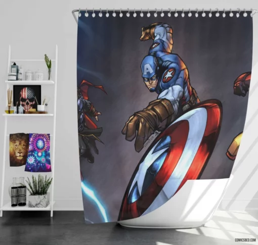 Avengers Earth Mightiest Heroes Comic Shower Curtain