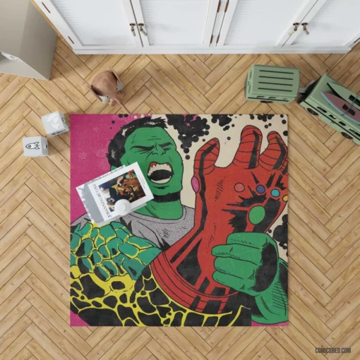Avengers Endgame Hulk Gauntlet Comic Rug