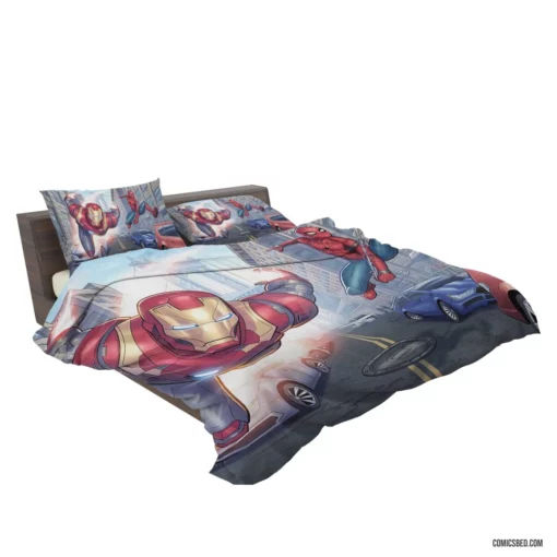 Avengers Iron Man Spider-Man Heroic Trio Comic Bedding Set 2