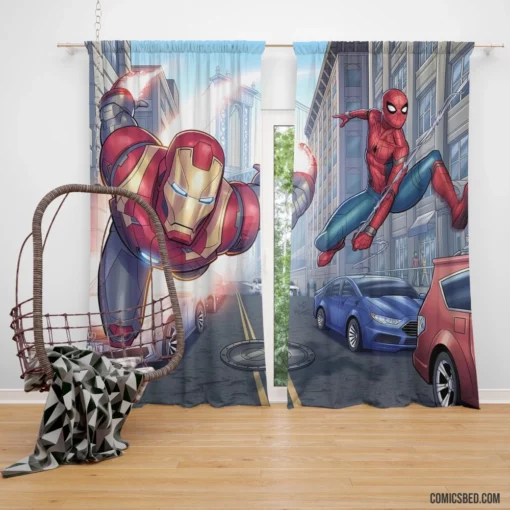 Avengers Iron Man Spider-Man Heroic Trio Comic Curtain