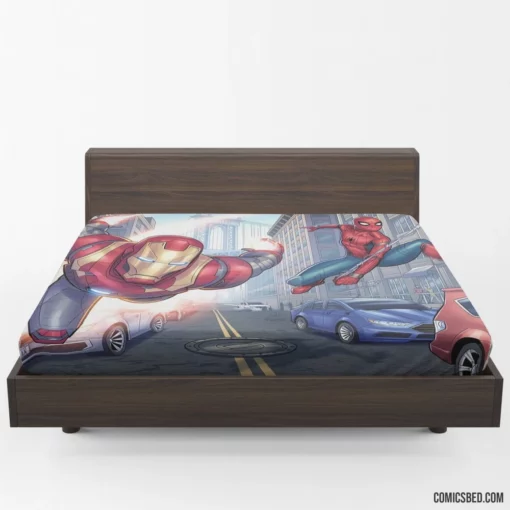 Avengers Iron Man Spider-Man Heroic Trio Comic Fitted Sheet