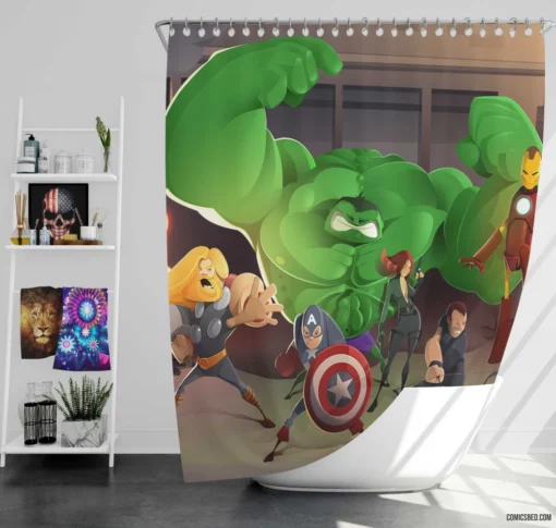 Avengers Marvel Dynamic Team Comic Shower Curtain