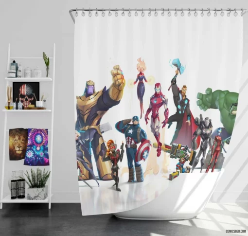 Avengers Thanos Marvel Clash Comic Shower Curtain