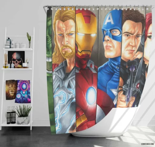 Avengers The Avengers Earth Mightiest Heroes Comic Shower Curtain