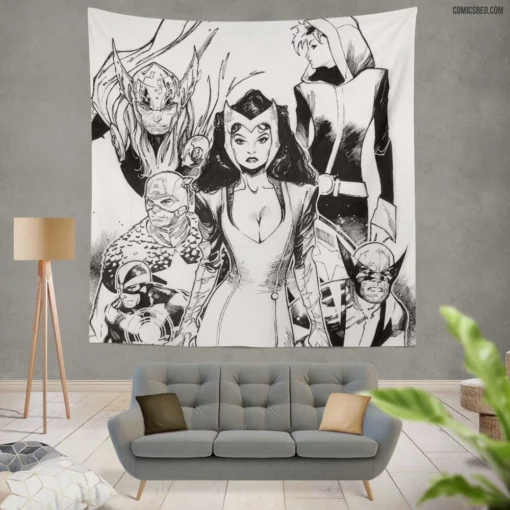 Avengers Thor Captain America Wolverine Scarlet Witch Comic Wall Tapestry