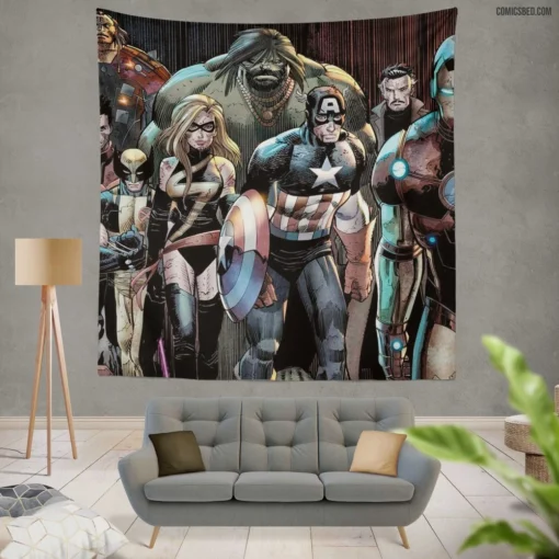 Avengers United Heroes Assemble Comic Wall Tapestry