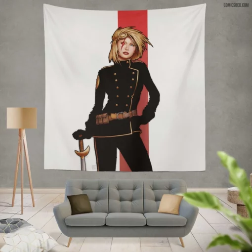 Ballistic Cybernetic Combat Comic Wall Tapestry