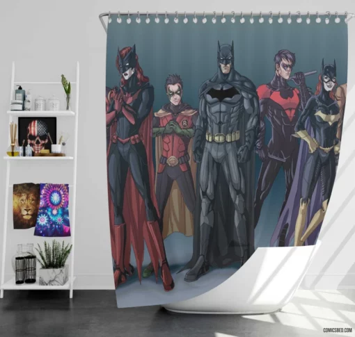 Bat Family Gotham Batgirl Nightwing Batwoman Comic Shower Curtain