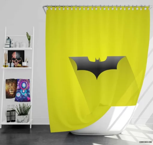 BatT Logo DC Caped Crusader Comic Shower Curtain