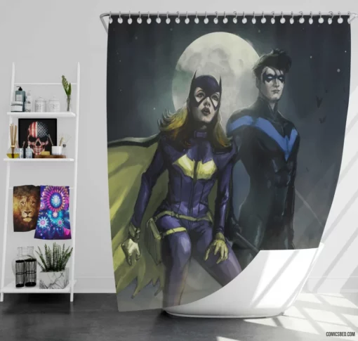 Batgirl Nightwing DC Duo Comic Shower Curtain