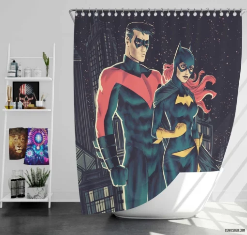 Batgirl & Nightwing Dynamic Duo Comic Shower Curtain