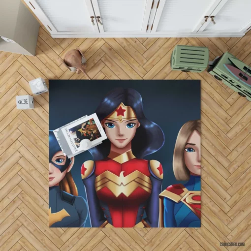 Batgirl Wonder Woman Supergirl DC Trio Comic Rug