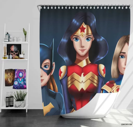 Batgirl Wonder Woman Supergirl DC Trio Comic Shower Curtain