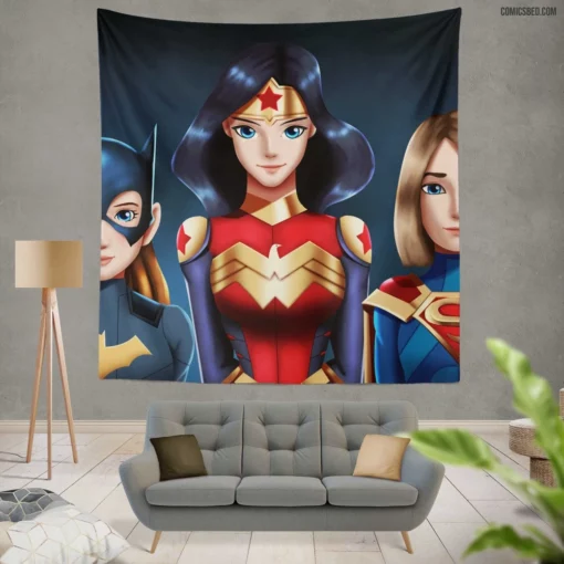 Batgirl Wonder Woman Supergirl DC Trio Comic Wall Tapestry