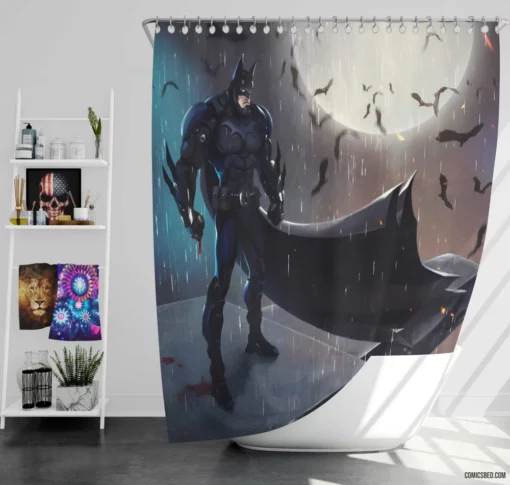 Batman Bat Moon DC Dark Knight Comic Shower Curtain