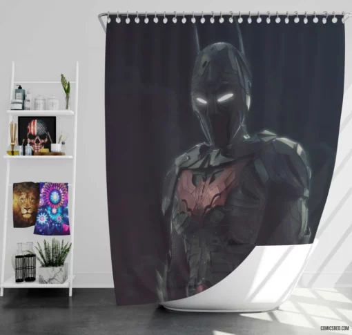 Batman Beyond Futuristic Crusader Comic Shower Curtain